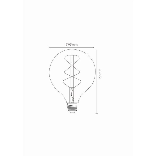Lucide Step Dim Bulb - Filament lamp Ø 9,5 cm LED Dimb. E27 1x5W 2200K 3 StepDim Fumé