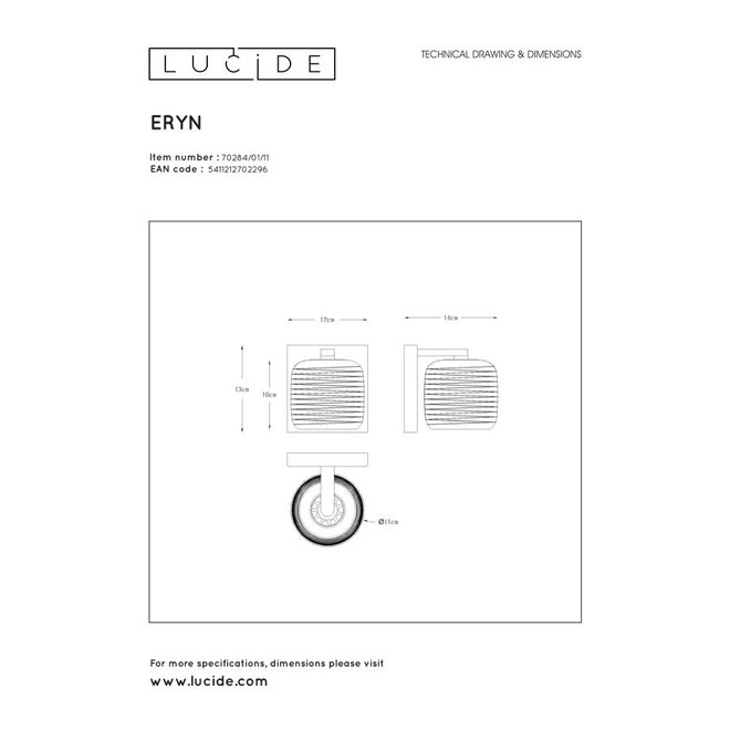 Lucide Eryn - Wandlamp 1xG9 Chroom