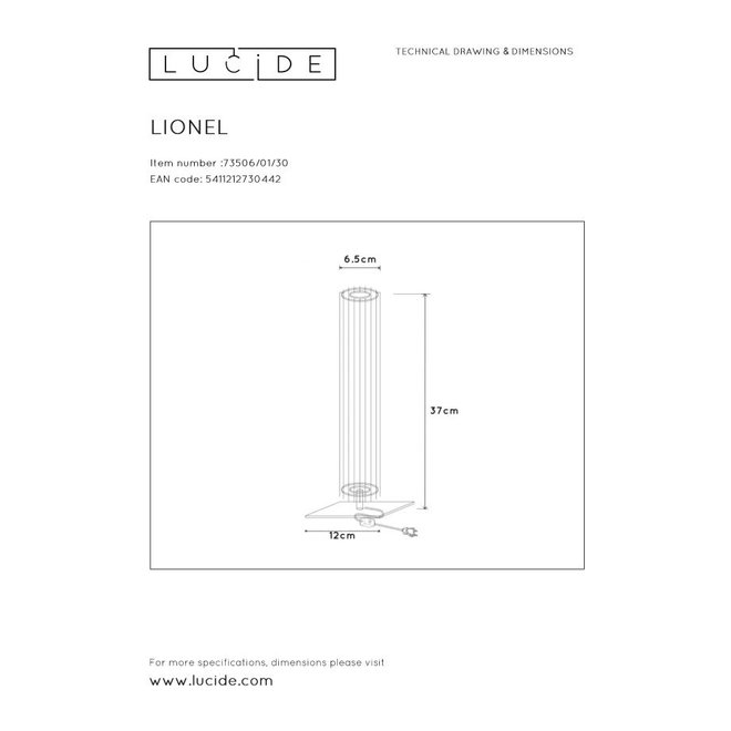 Lucide Lionel - Tafellamp 1xE27 Zwart