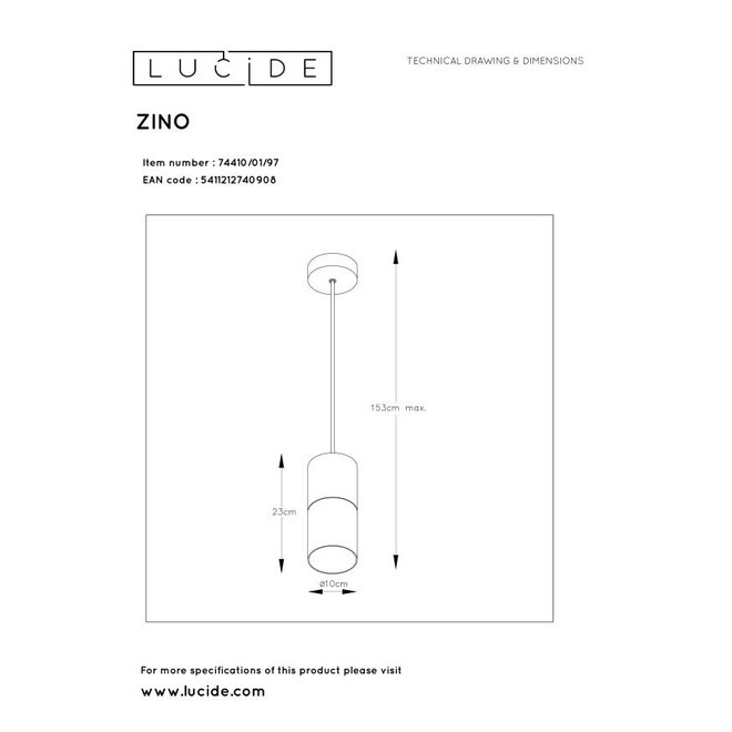 Lucide Zino - Hanglamp Ø 10 cm 1xE27 Roest bruin