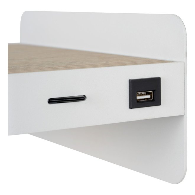 Lucide Atkin - Bedlamp LED 1x5W 2700K Met USB oplaadpunt Wit