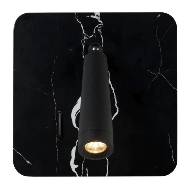 Lucide Oregon - Bedlamp LED 1x3W 3000K Met USB oplaadpunt Zwart