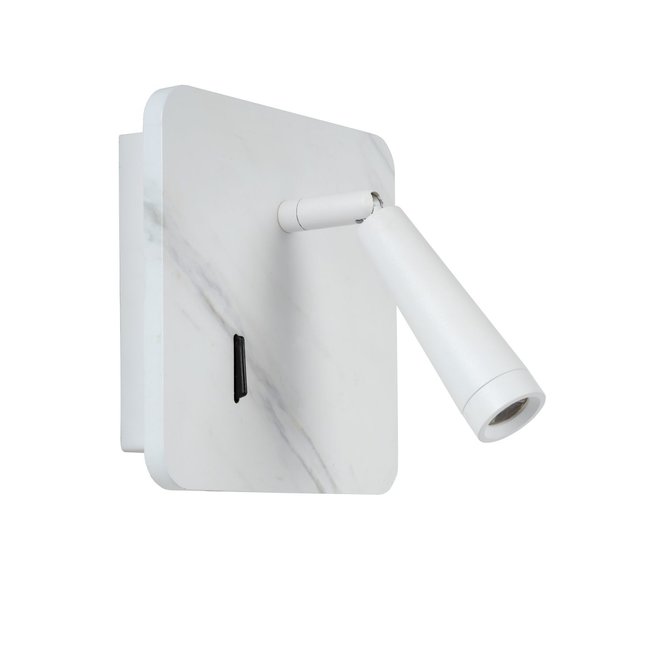 Lucide Oregon - Bedlamp LED 1x3W 3000K Met USB oplaadpunt Wit