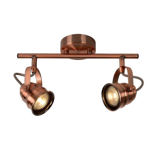 Lucide Cigal - Plafondspot Ø 9 cm LED GU10 2x5W 2700K Koper