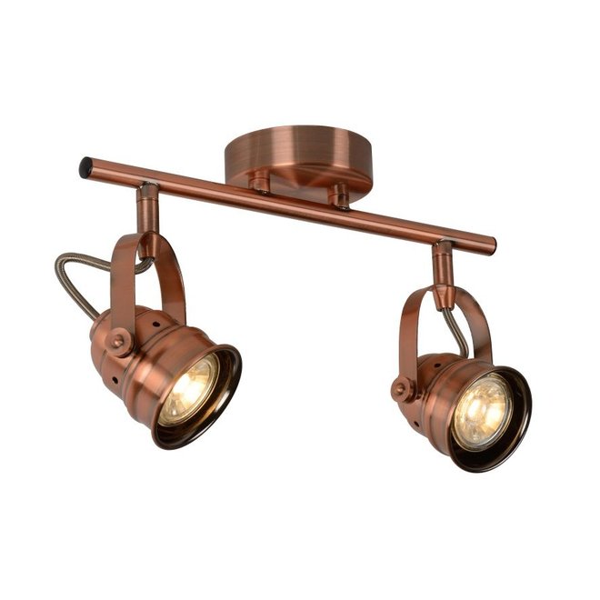 Lucide Cigal - Plafondspot Ø 9 cm LED GU10 2x5W 2700K Koper