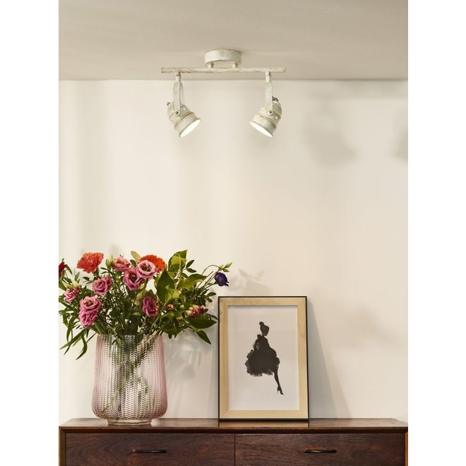 Lucide Cigal - Plafondspot Ø 9 cm LED GU10 2x5W 2700K Antiek wit