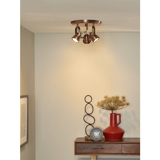 Lucide Cigal - Plafondspot Ø 27 cm LED GU10 3x5W 2700K Koper