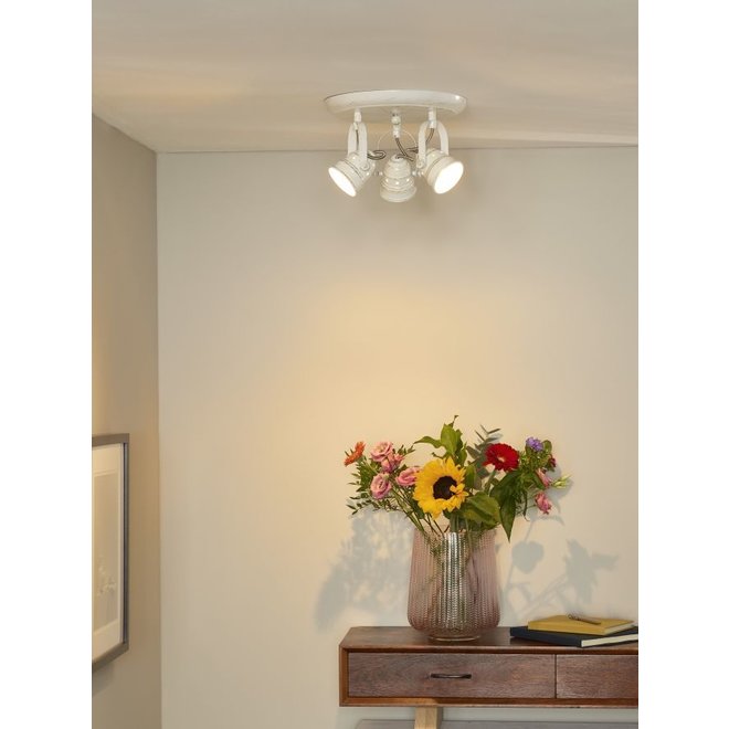 Lucide Cigal - Plafondspot Ø 27 cm LED GU10 3x5W 2700K Antiek wit