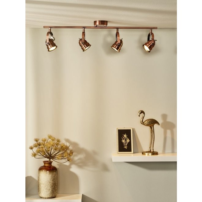 Lucide Cigal - Plafondspot Ø 9 cm LED GU10 4x5W 2700K Koper