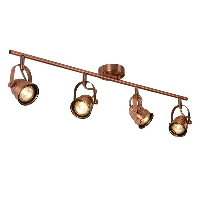 Lucide Cigal - Plafondspot Ø 9 cm LED GU10 4x5W 2700K Koper