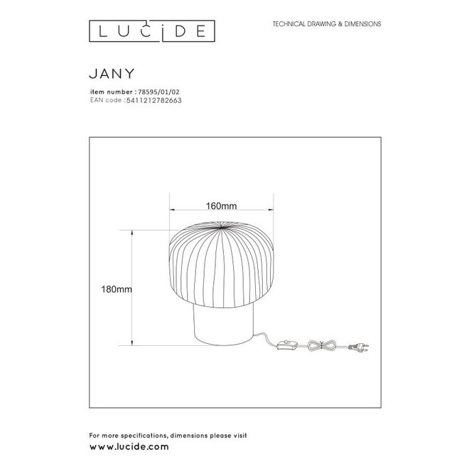 Lucide Jany - Tafellamp Ø 16 cm 1xE14 Mat Goud / Messing