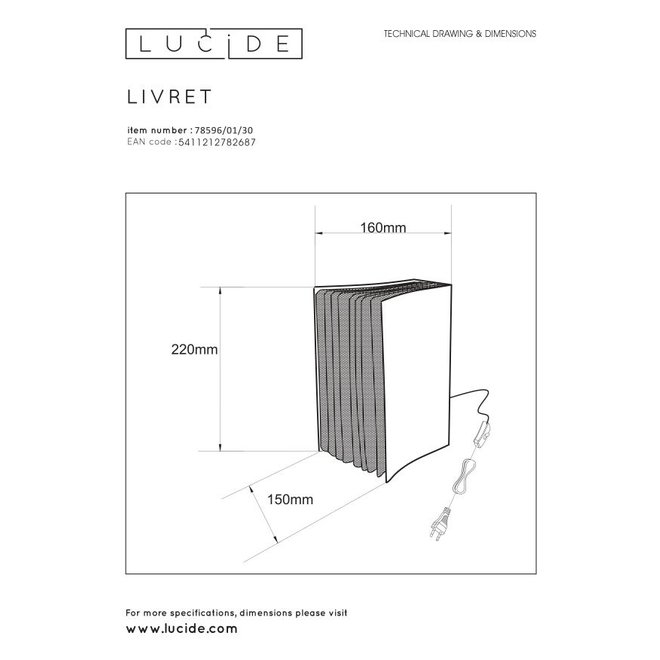 Lucide Extravaganza Livret - Tafellamp 1xE14 Zwart