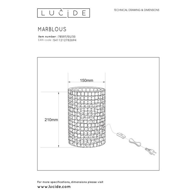 Lucide Extravaganza Marbelous - Tafellamp Ø 15 cm 1xE14 Groen