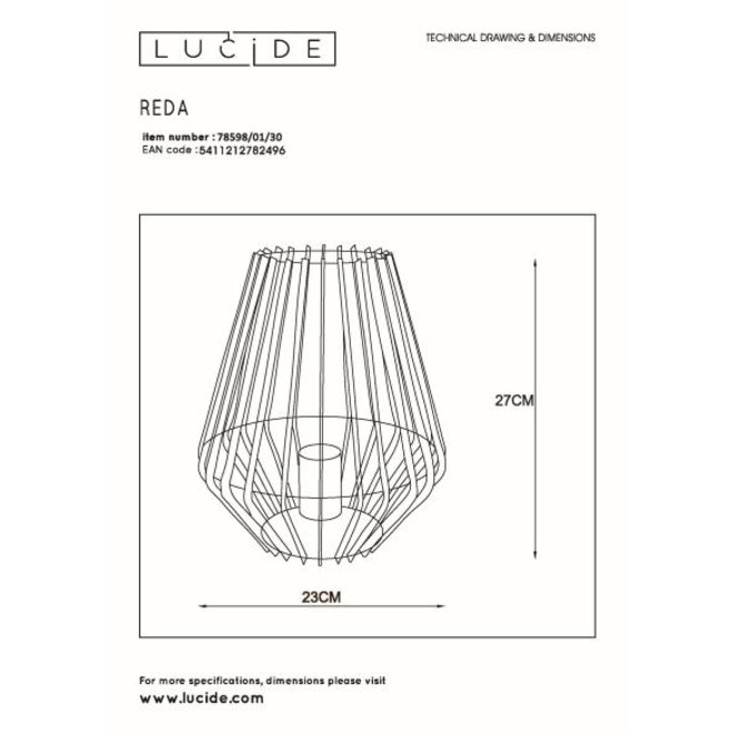 Lucide Reda - Tafellamp Ø 22 cm 1xE27 Zwart