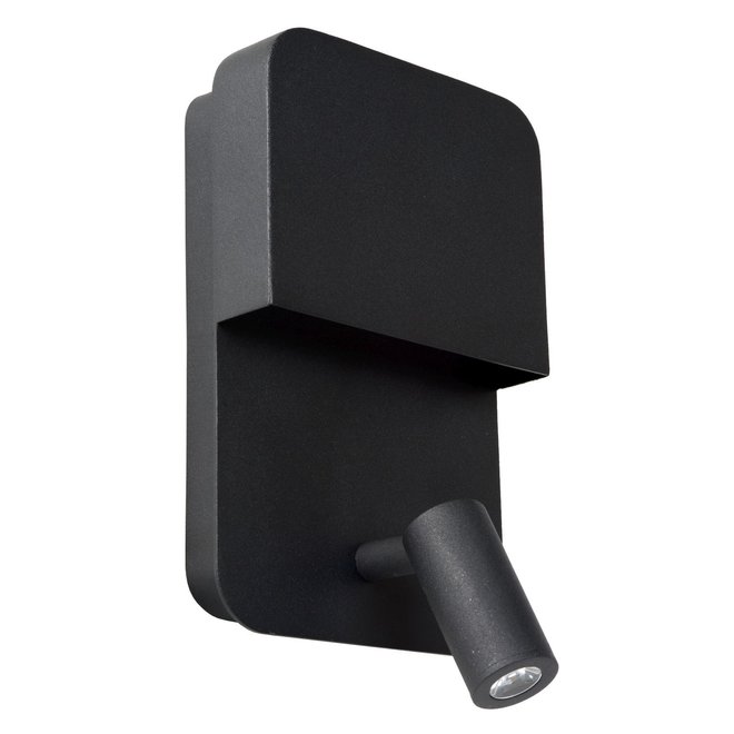 Lucide Boxer - Wandlamp LED 3000K Met USB oplaadpunt Zwart
