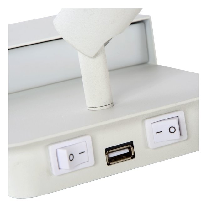 Lucide Boxer - Wandlamp LED 3000K Met USB oplaadpunt Wit