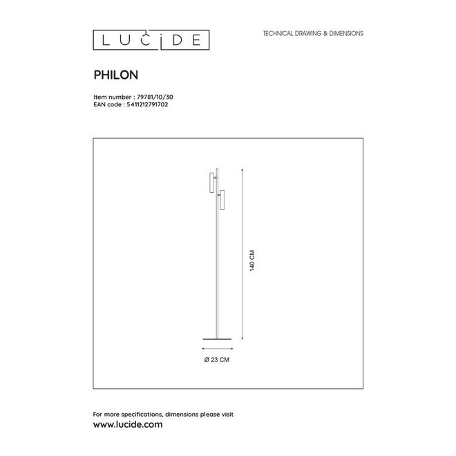 Lucide Philon - Leeslamp Ø 23 cm LED Dimb. 2x4,5W 3000K Zwart