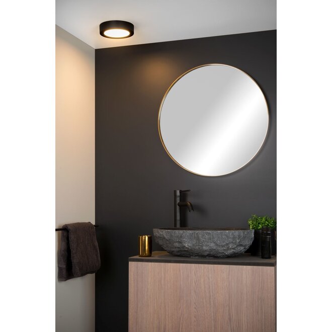 Lucide Brice-led - Plafonnière Badkamer Ø 18 cm LED Dimb. 1x11W 3000K IP44 Zwart