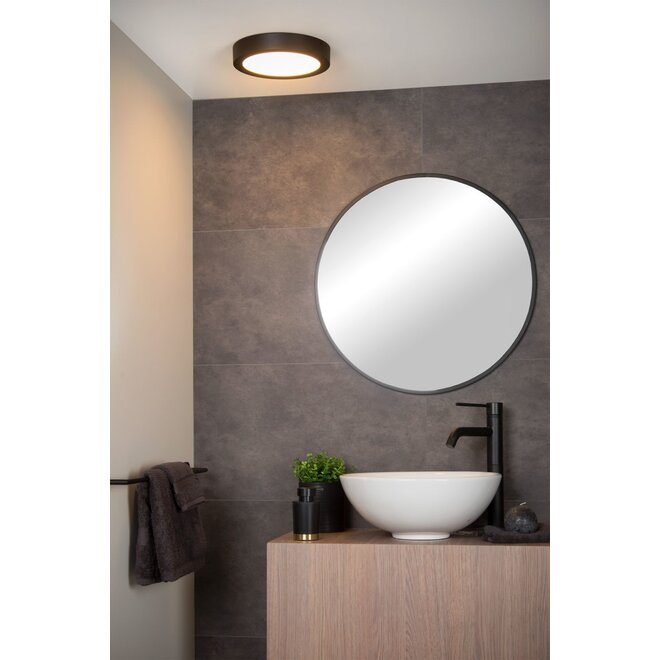 Lucide Brice-led - Plafonnière Badkamer Ø 24 cm LED Dimb. 1x15W 3000K IP44 Zwart