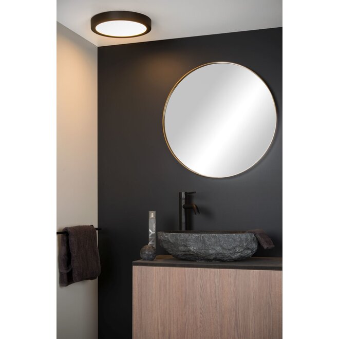 Lucide Brice-led - Plafonnière Badkamer Ø 30 cm LED Dimb. 1x30W 3000K IP44 Zwart