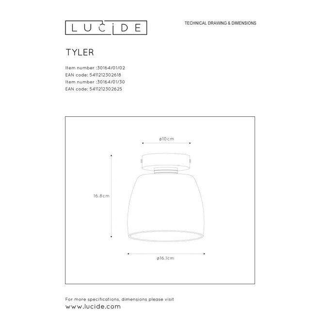 Lucide Tyler - Plafonnière Badkamer Ø 16,1 cm 1xG9 IP44 Mat Goud / Messing