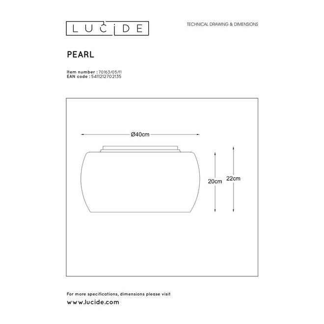 Lucide Pearl - Plafonnière Ø 40 cm 5xG9 Chroom