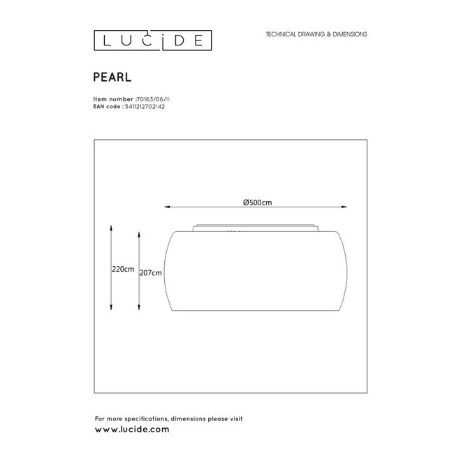 Lucide Pearl - Plafonnière Ø 50 cm 6xG9 Chroom