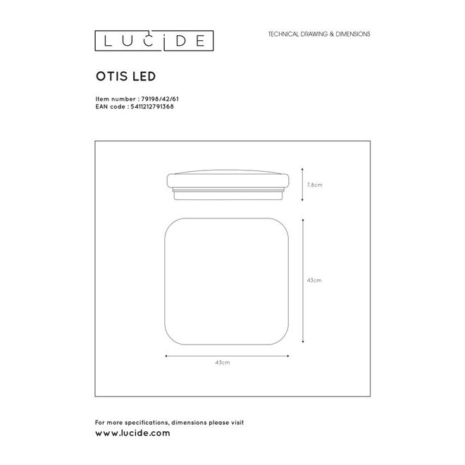Lucide Otis Led - Plafonnière Ø 43 cm LED 1x42W 3000K Opaal