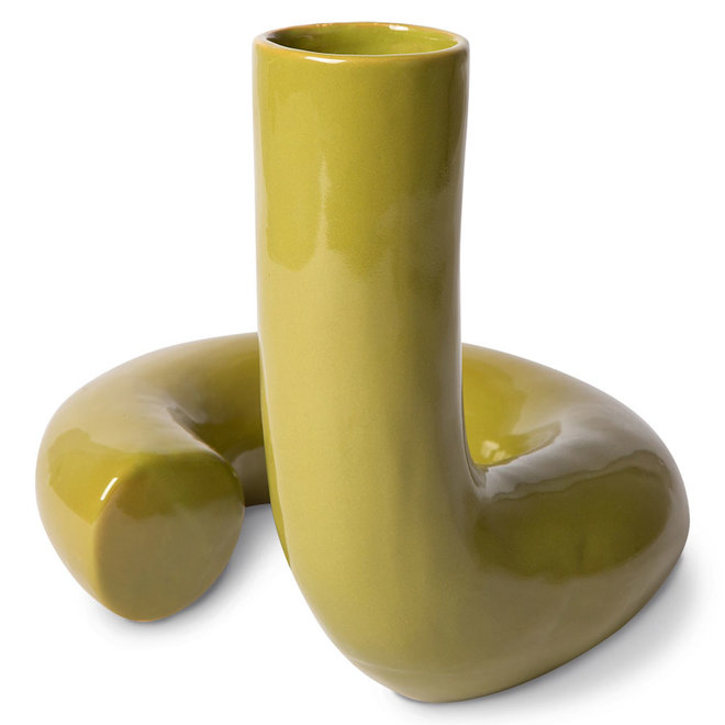 HK Objects: Ceramic Twisted Vaas Glossy Olive