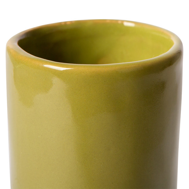 HK Objects: Ceramic Twisted Vaas Glossy Olive