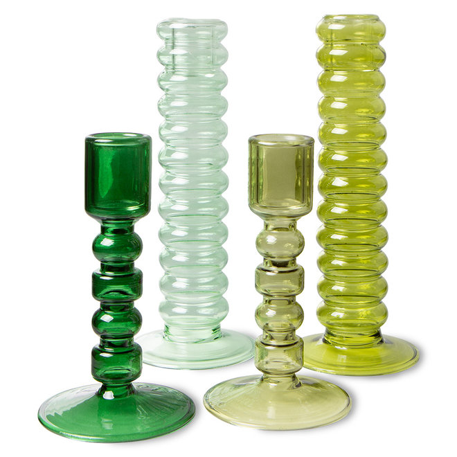 De smaragden: glazen kaarshouder L, limoen groen
