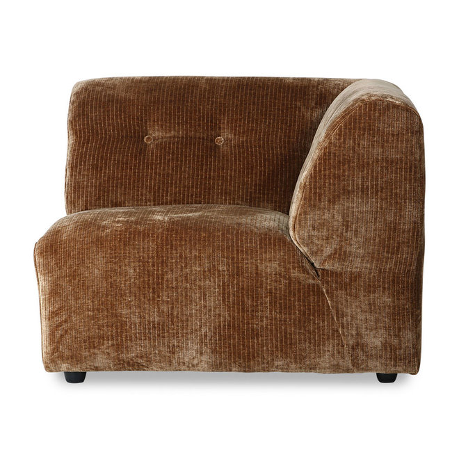 Vint Couch: Element Right, Corduroy Fluweel, oud goud