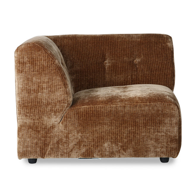 Vint Couch: Element Right, Corduroy Fluweel, oud goud