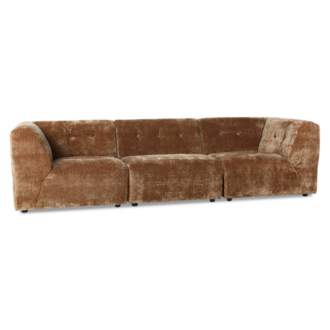 Vint Couch: Element Hocker, Corduroy Fluweel, oud goud