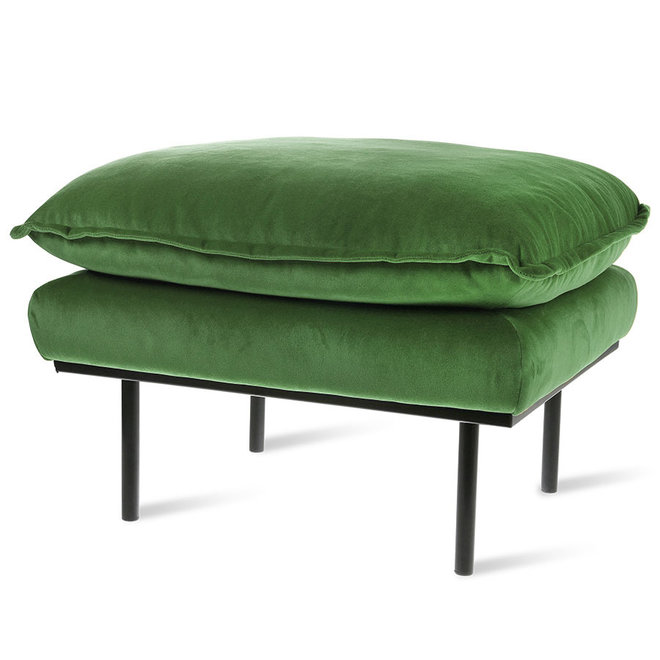 Retro Sofa: Hocker, Royal Fluweel, Groen