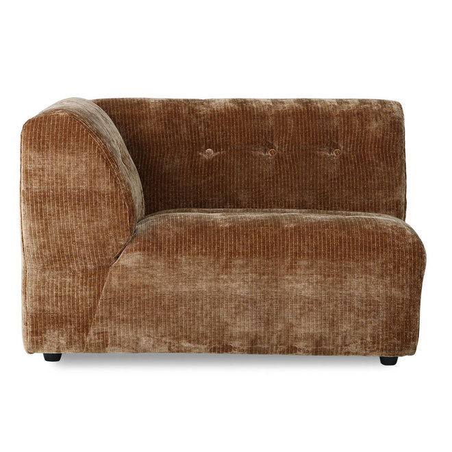 Vint Couch: Element Left 1,5-Seat, Corduroy Fluwelen, oud goud