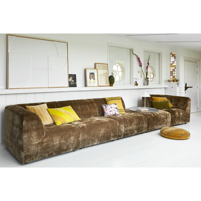 Vint Couch: Element Left 1,5-Seat, Corduroy Fluwelen, oud goud