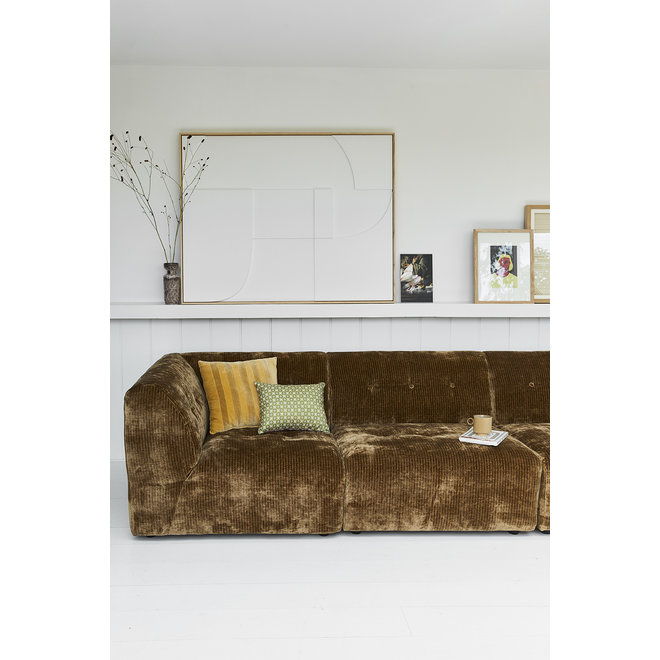 Vint Couch: Element Left 1,5-Seat, Corduroy Fluwelen, oud goud