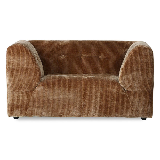 Vint Couch: Element Loveseat, Corduroy fluwelen, oud goud