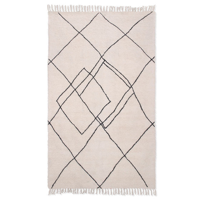 Handgeweven Zigzag Rug Black / Cream (150x240)