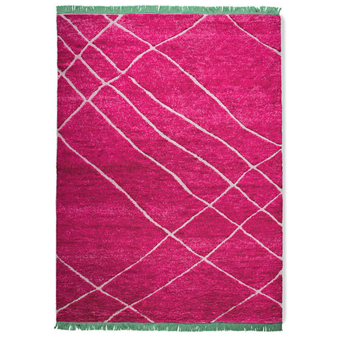 Hand geknoopt wollen tapijt roze (260x360)