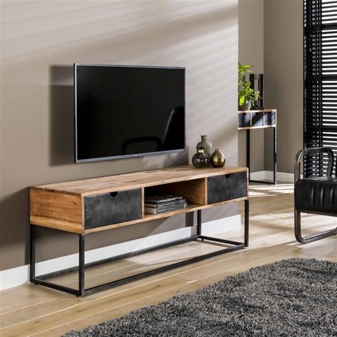 TV-meubel metal catch 2L / Massief acacia naturel