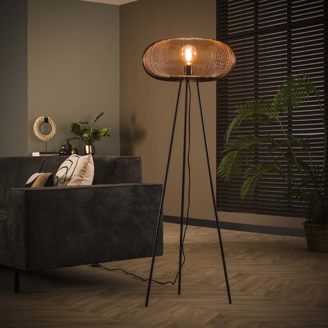 Vloerlamp copper twist / Zwart nikkel