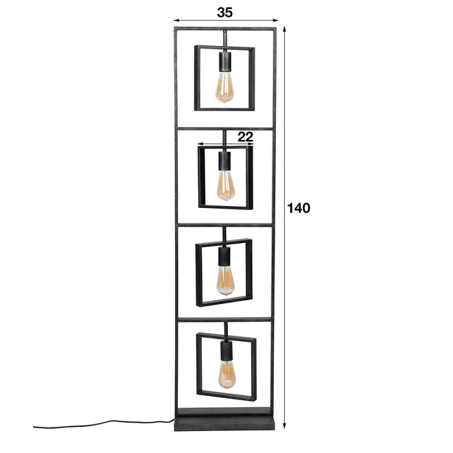 Vloerlamp 4L Turn square / Charcoal