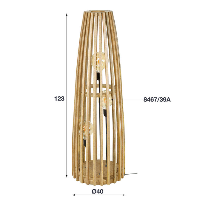 Vloerlamp 3L launch / Massief mango naturel