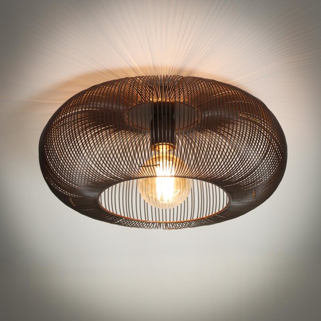 Plafondlamp Ø43 copper twist / Zwart nikkel