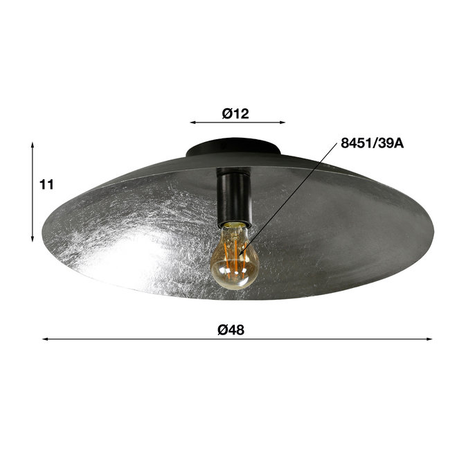 Plafondlamp shield Ø50 / Zwart nikkel