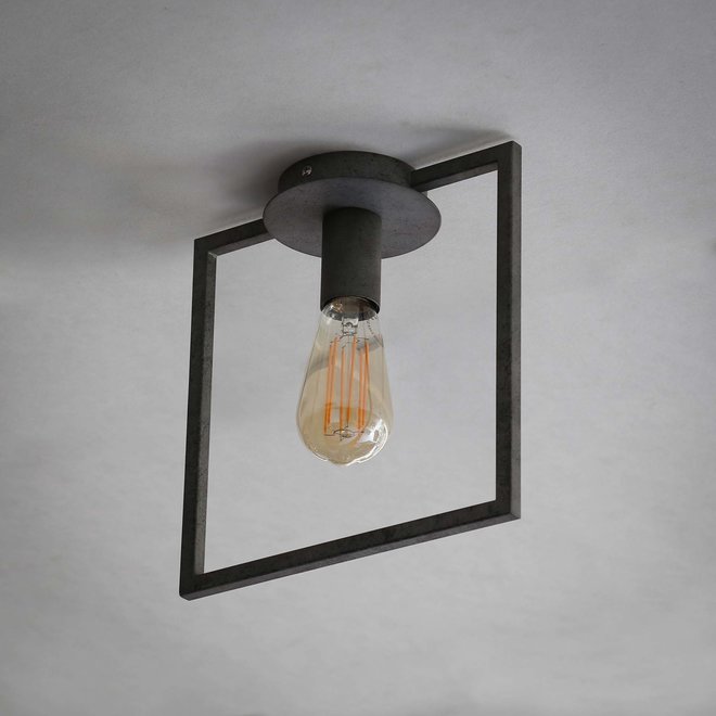 Plafondlamp 1L framed / Oud zilver