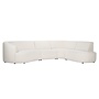 Hoekbank Denise Teddy Wit (Trapeze rond arm links + 1-zits zonder arm + zithoek rond + ottomane rond rechts)