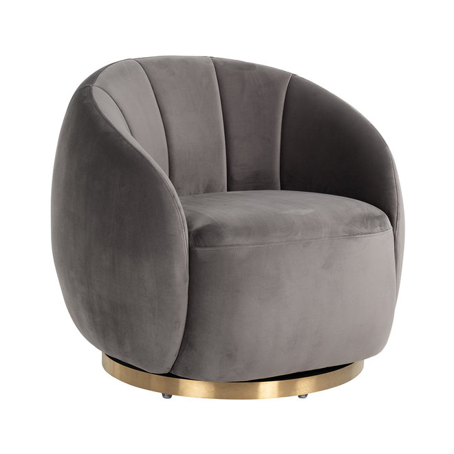 Draaifauteuil Jago stone velvet / brushed gold (Quartz Stone 101)